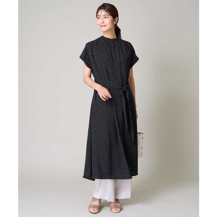 【洗える】シフォンドットバンドカラーワンピース | a.v.v【WOMEN】 | 詳細画像17 