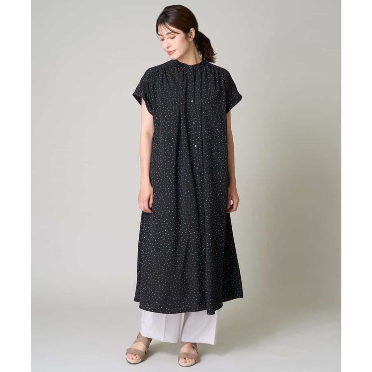 【洗える】シフォンドットバンドカラーワンピース | a.v.v【WOMEN】 | 詳細画像20 