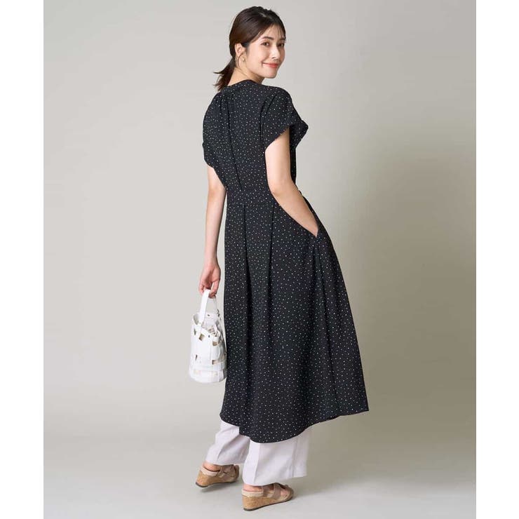 【洗える】シフォンドットバンドカラーワンピース | a.v.v【WOMEN】 | 詳細画像21 