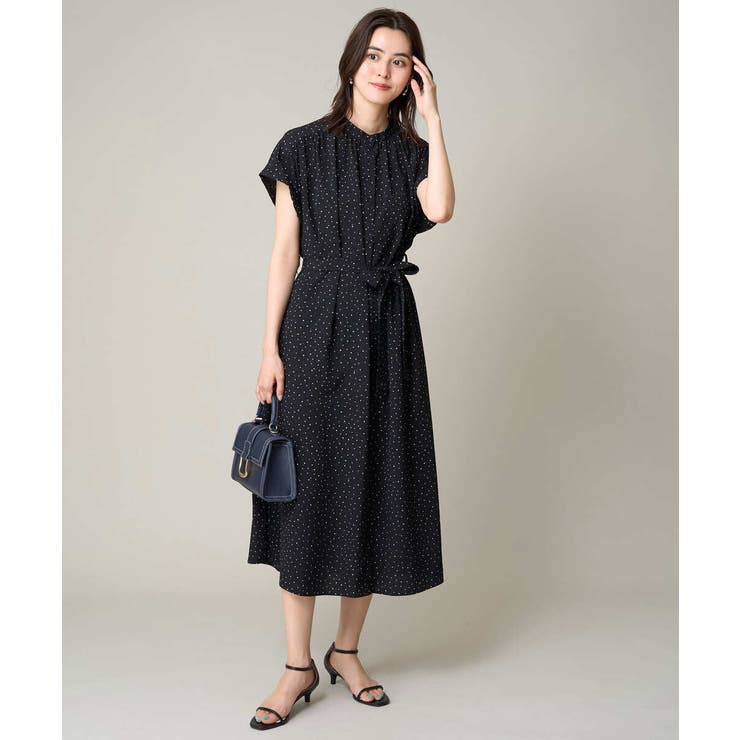 【洗える】シフォンドットバンドカラーワンピース | a.v.v【WOMEN】 | 詳細画像24 