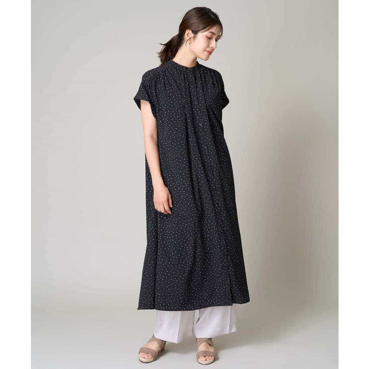 【洗える】シフォンドットバンドカラーワンピース | a.v.v【WOMEN】 | 詳細画像28 