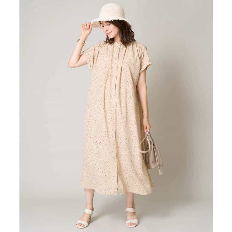 【洗える】シフォンドットバンドカラーワンピース | a.v.v【WOMEN】 | 詳細画像8 