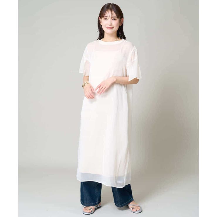 【洗濯機で洗える】袖スリットシアーワンピース | a.v.v【WOMEN】 | 詳細画像17 