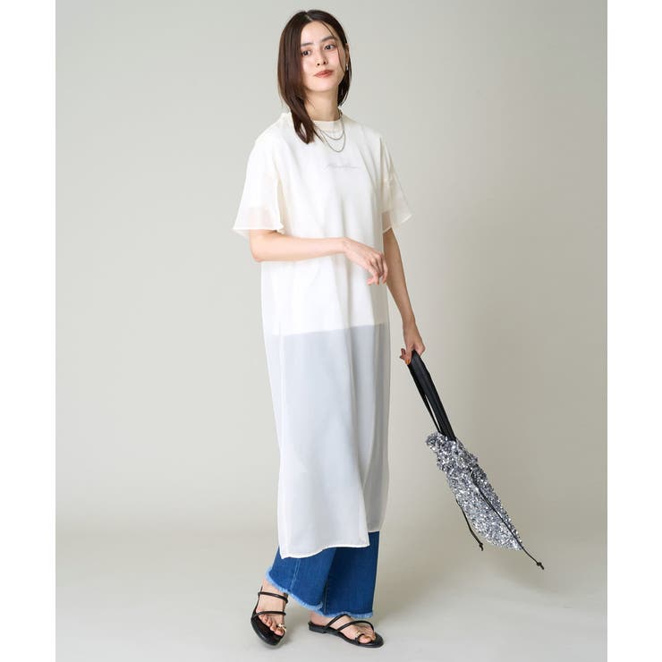 【洗濯機で洗える】袖スリットシアーワンピース | a.v.v【WOMEN】 | 詳細画像3 