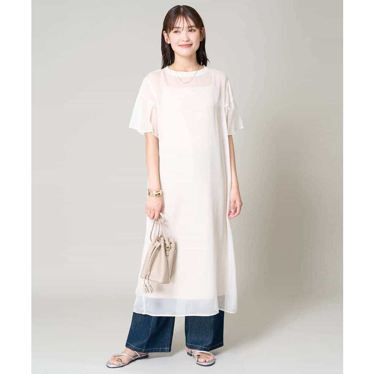 【洗濯機で洗える】袖スリットシアーワンピース | a.v.v【WOMEN】 | 詳細画像5 