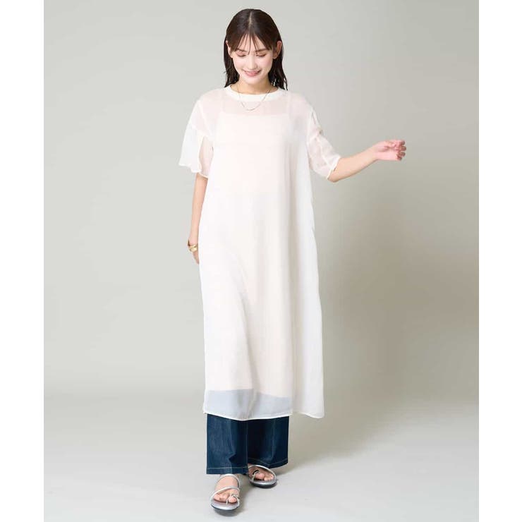 【洗濯機で洗える】袖スリットシアーワンピース | a.v.v【WOMEN】 | 詳細画像7 