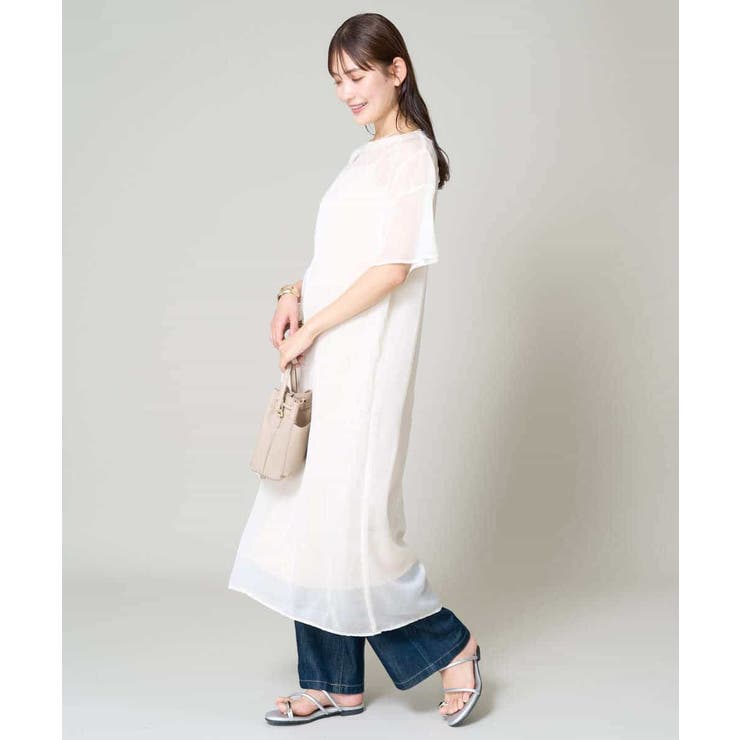 【洗濯機で洗える】袖スリットシアーワンピース | a.v.v【WOMEN】 | 詳細画像8 