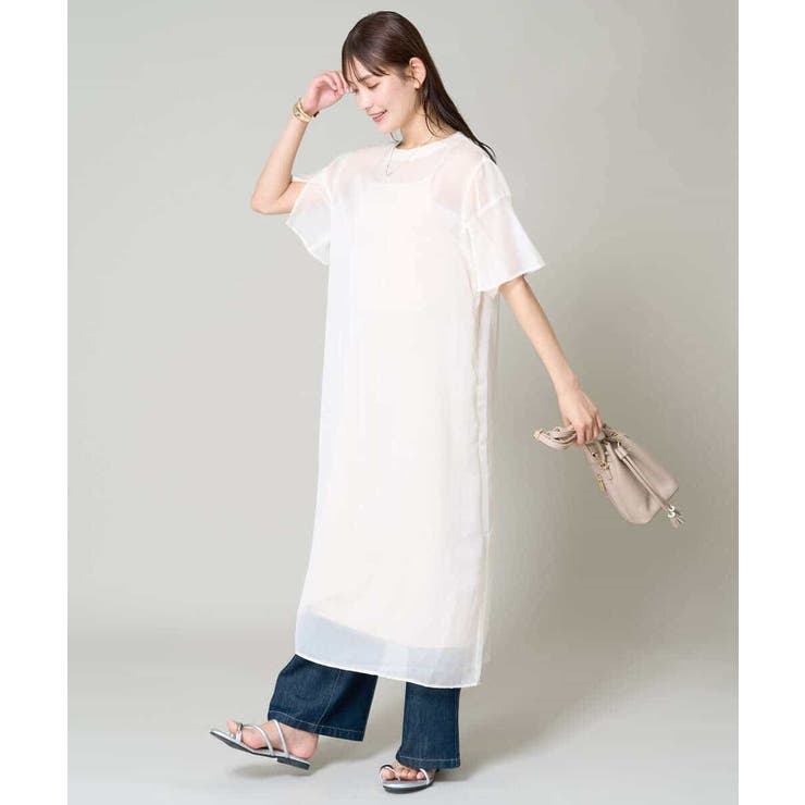 【洗濯機で洗える】袖スリットシアーワンピース | a.v.v【WOMEN】 | 詳細画像9 