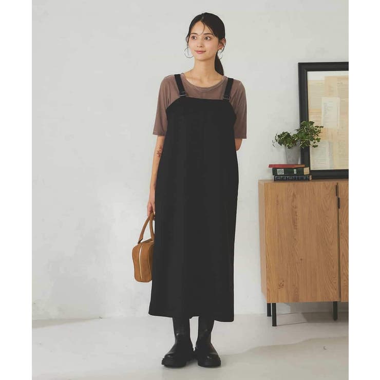 ブラック | 【洗える】Iラインサスペンダー付きジャンスカ | a.v.v【WOMEN】