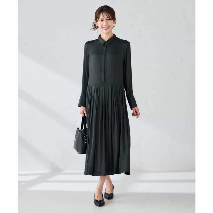 ダークグレー | 【洗える】ウエスト切替ギャザーワンピース | a.v.v【WOMEN】