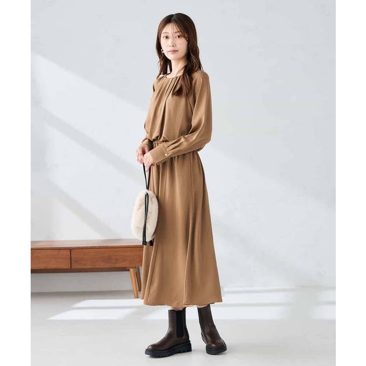 【洗える】セットアップ見えサテンワンピース | a.v.v【WOMEN】 | 詳細画像3 