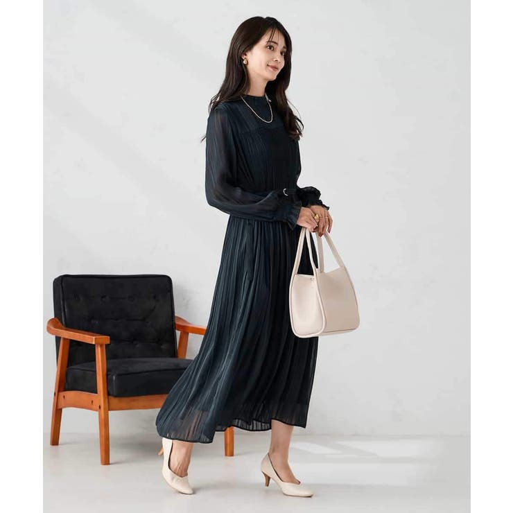 【洗える】ランダムプリーツサテンワンピース【WEB限定】 | a.v.v【WOMEN】 | 詳細画像7