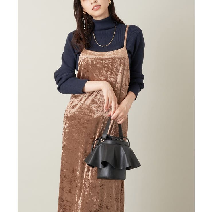 ブラウン | ベロア/ヘアリージャガード キャミワンピース | a.v.v【WOMEN】