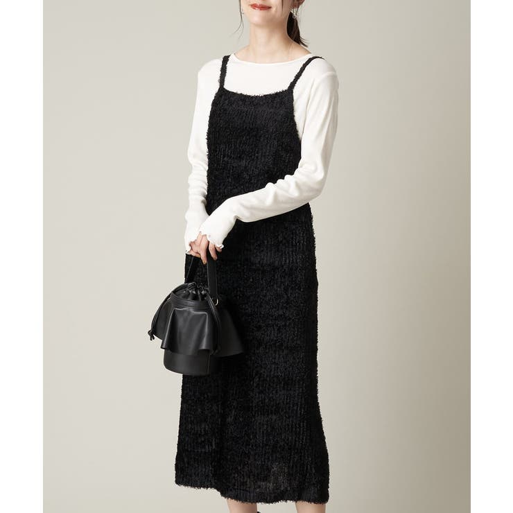 ブラック | ベロア/ヘアリージャガード キャミワンピース | a.v.v【WOMEN】