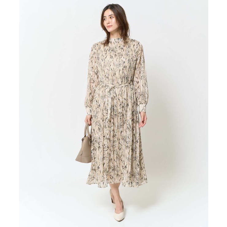 ベージュ | 【洗える】ランダムプリーツワンピース | a.v.v【WOMEN】