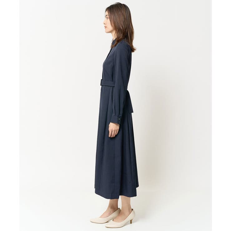 アナイ　現行　プリーツ　ベルト　フレア　ロング　シャツワンピース アナイ 現行 プリーツ ベルト フレア ロング シャツワンピース