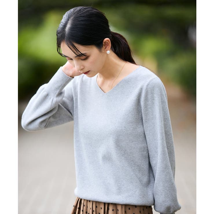 【洗える】Ｖネックパフスリーブニット/アンサンブル対応 | a.v.v【WOMEN】 | 詳細画像1 