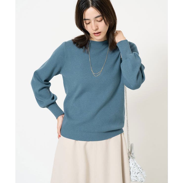 ブルー | 【洗える】ボートネックパフスリーブニット【アンサンブル対応】 | a.v.v【WOMEN】