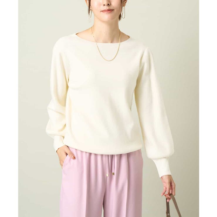 アイボリー | 【洗える】ボートネックパフスリーブニット【アンサンブル対応】 | a.v.v【WOMEN】