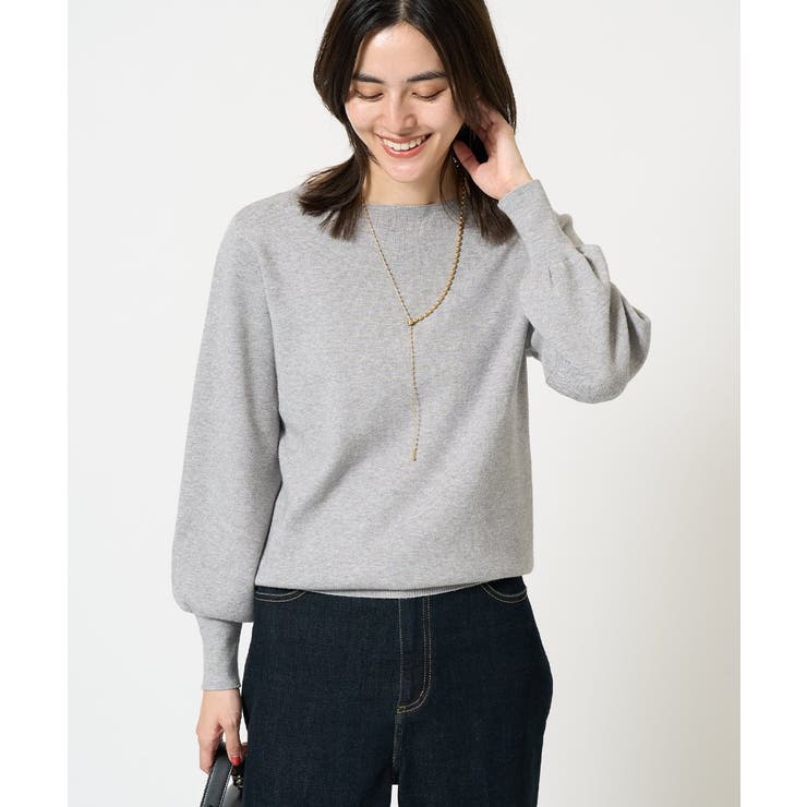 グレー | 【洗える】ボートネックパフスリーブニット【アンサンブル対応】 | a.v.v【WOMEN】