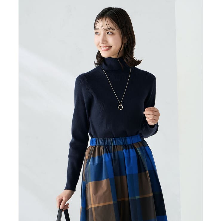 ネイビー | リブタートルニット | a.v.v【WOMEN】