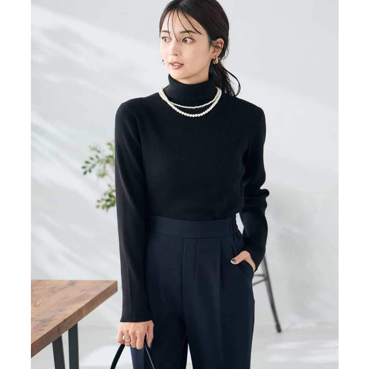 ブラック | リブタートルニット | a.v.v【WOMEN】