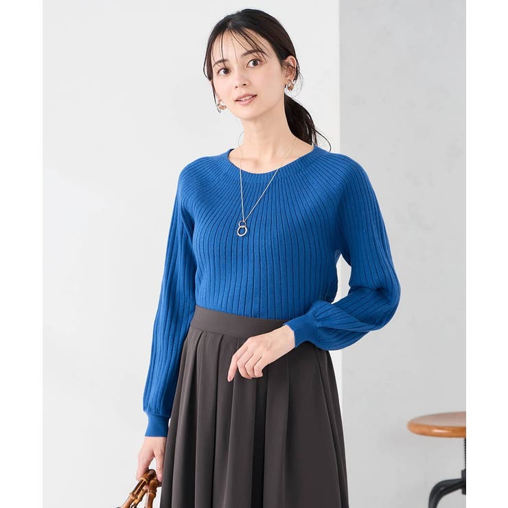 ブルー | 【洗える】求心風クルーネックニット【新色追加】 | a.v.v【WOMEN】