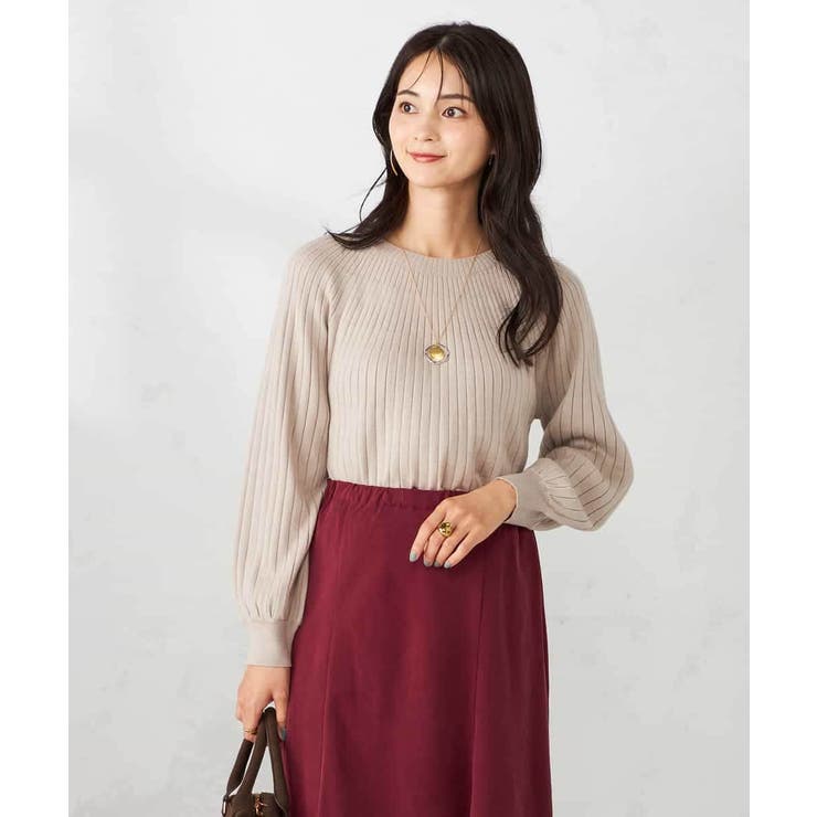 グレージュ | 【洗える】求心風クルーネックニット【新色追加】 | a.v.v【WOMEN】