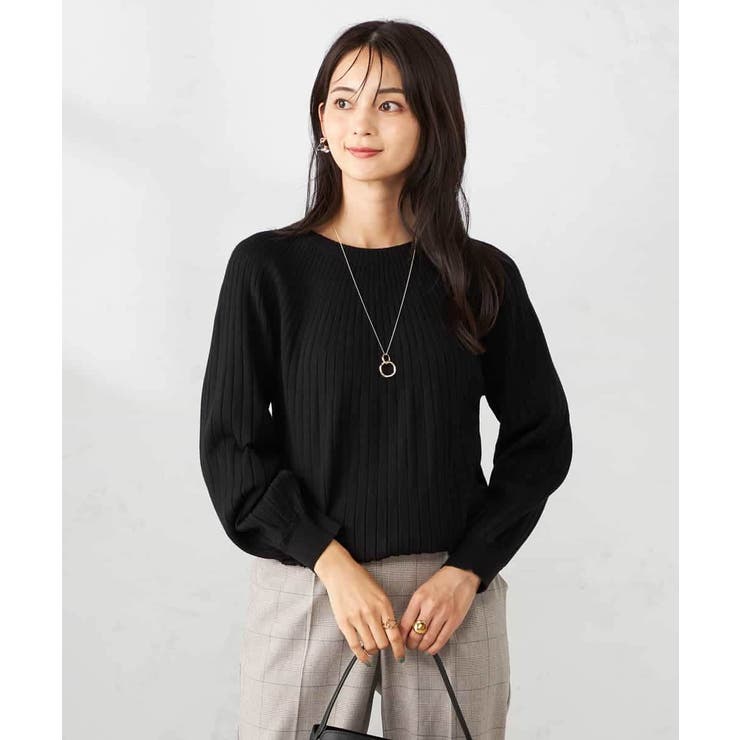 ブラック | 【洗える】求心風クルーネックニット【新色追加】 | a.v.v【WOMEN】