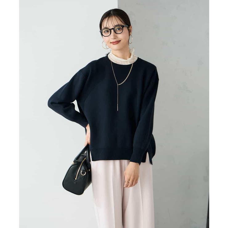 ネイビー | スウェットライクニット | a.v.v【WOMEN】