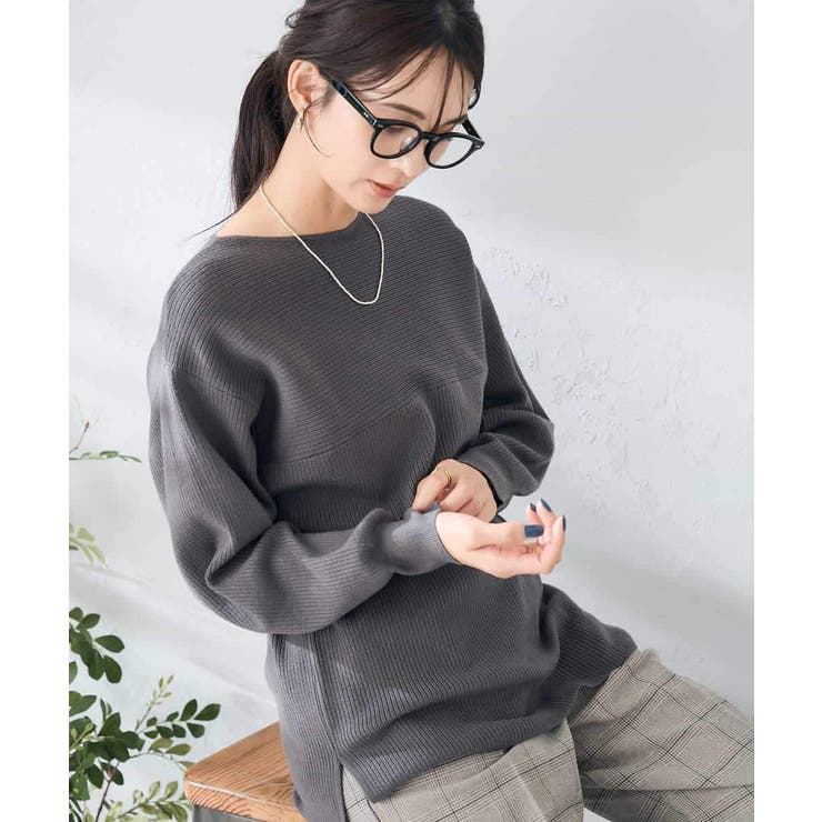 【洗える】切替ボートネックチュニックニット | a.v.v【WOMEN】 | 詳細画像38