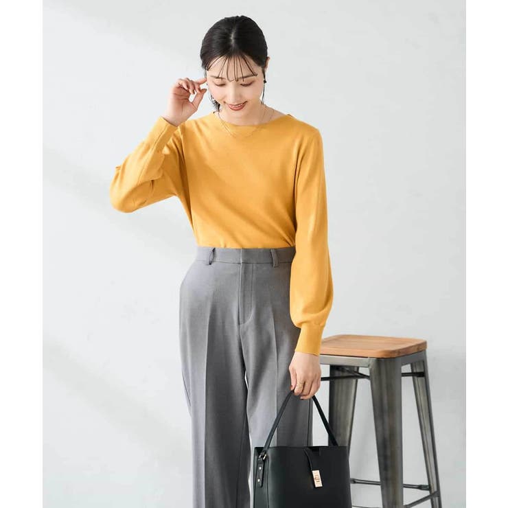 【洗える】ボートネック美ラクるパフスリーブニット | a.v.v【WOMEN】 | 詳細画像2 