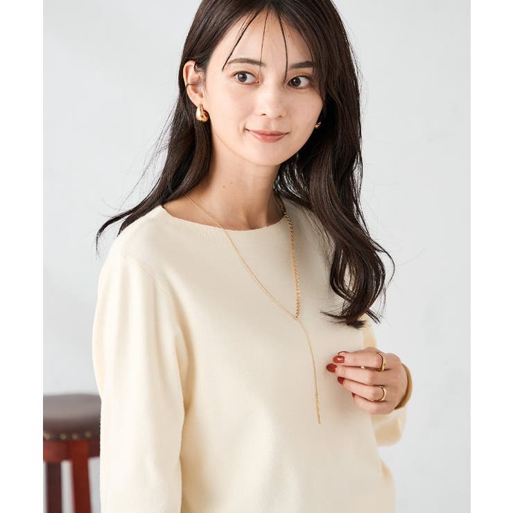 アイボリー | 【洗える】ボートネック美ラクるパフスリーブニット | a.v.v【WOMEN】