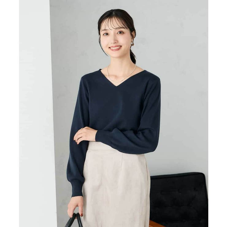 【洗える】Vネック美ラクるパフスリーブニット【WEB限定】 | a.v.v【WOMEN】 | 詳細画像13 