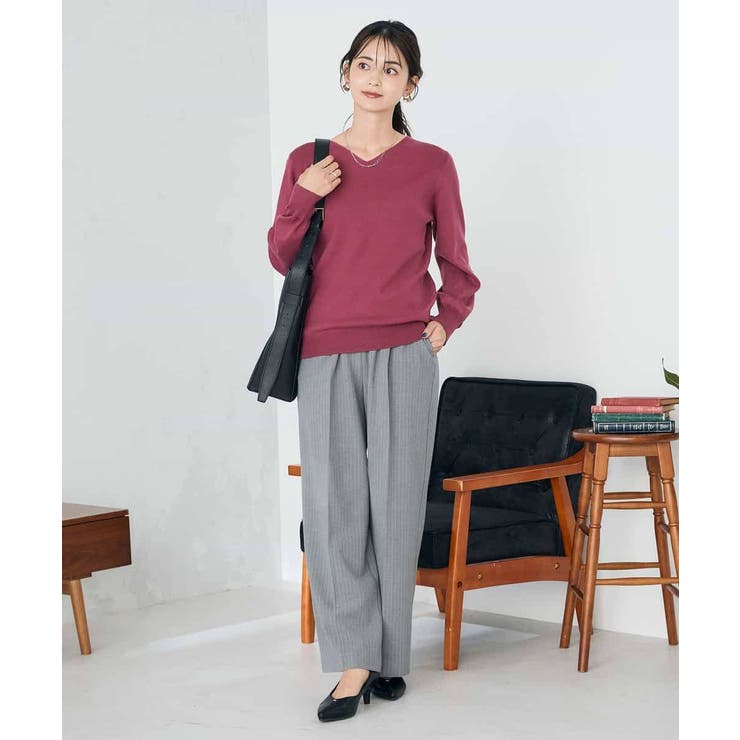 【洗える】Vネック美ラクるパフスリーブニット【WEB限定】 | a.v.v【WOMEN】 | 詳細画像3 