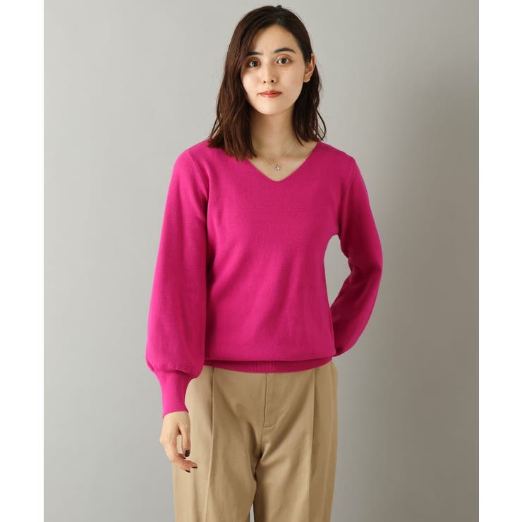 パフスリーブVネックニット[品番：ITKW0006156]｜a.v.v【WOMEN