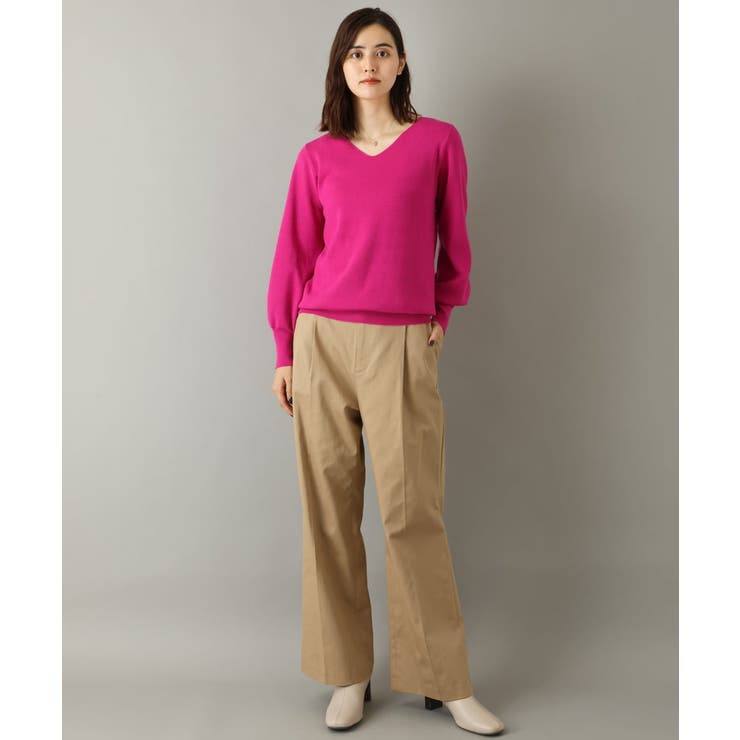 ハグオーワー パフスリーブロングニットガウン ローズピンク【新品未