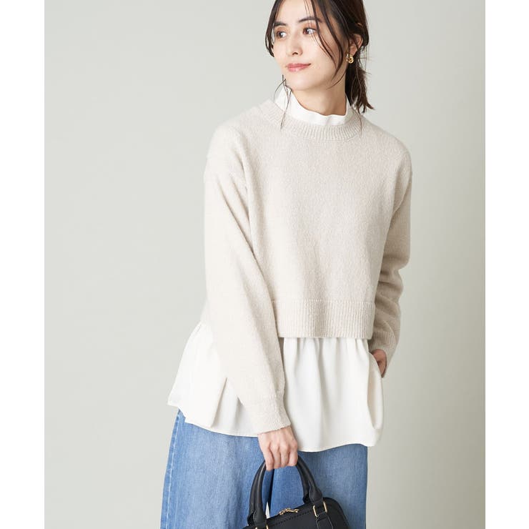 2SET】グロッシーニット＋ペプラムブラウス[品番：ITKW0015840]｜a.v.v