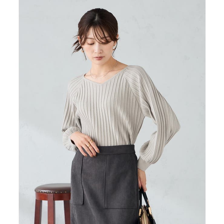 プリーツライクVネックニット | a.v.v【WOMEN】 | 詳細画像8 