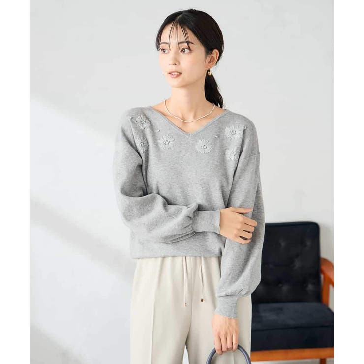 フラワー刺繍ニットプルオーバー | a.v.v【WOMEN】 | 詳細画像10 