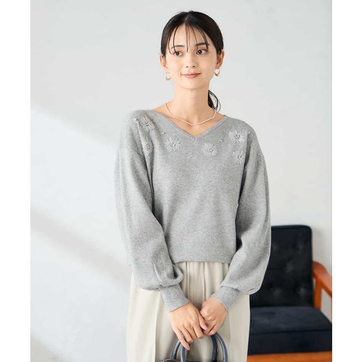 フラワー刺繍ニットプルオーバー | a.v.v【WOMEN】 | 詳細画像11 