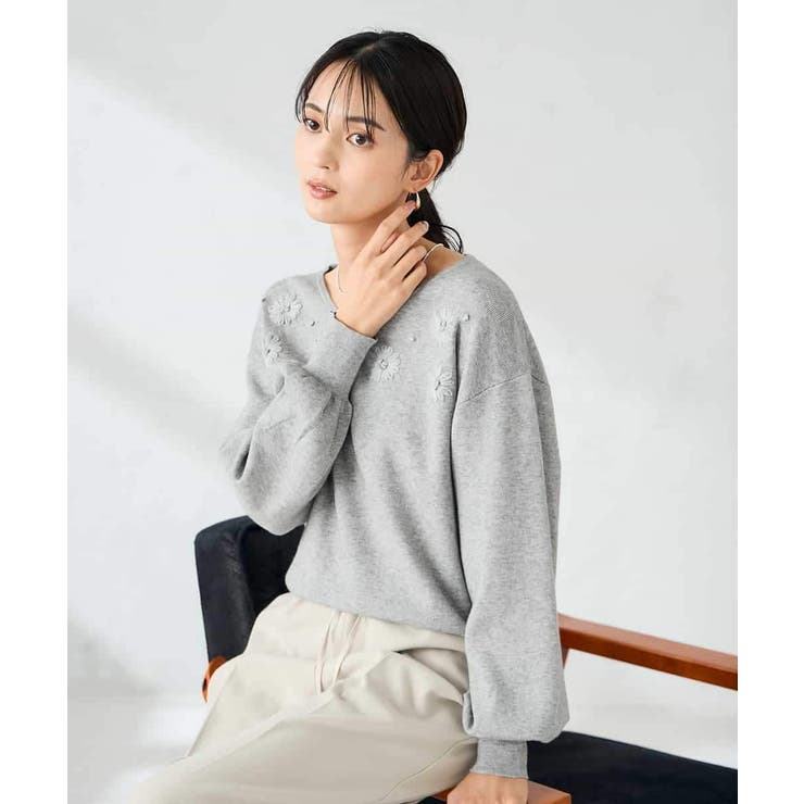 フラワー刺繍ニットプルオーバー | a.v.v【WOMEN】 | 詳細画像13 