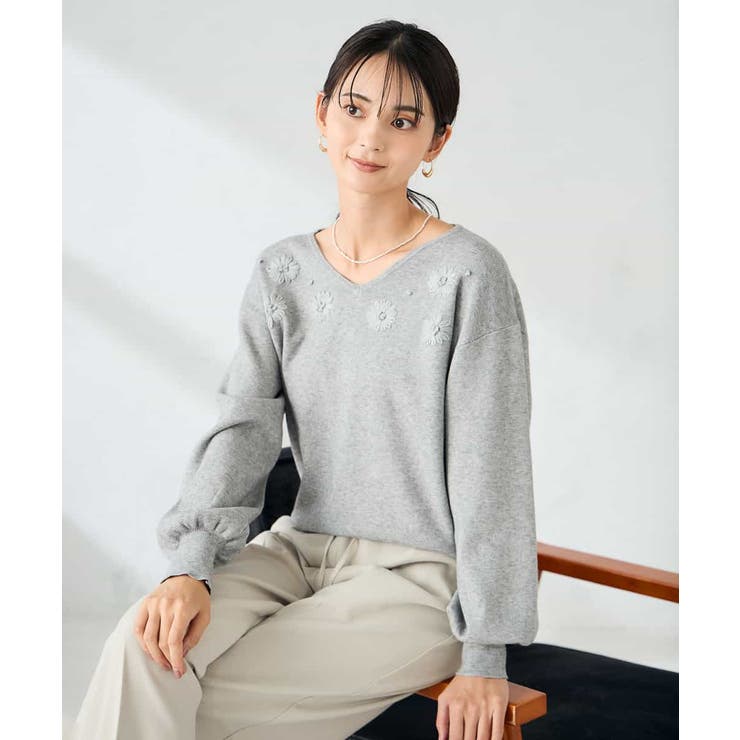 フラワー刺繍ニットプルオーバー | a.v.v【WOMEN】 | 詳細画像14 