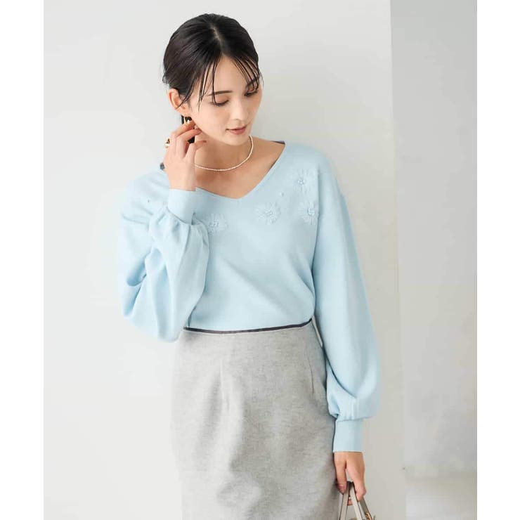 フラワー刺繍ニットプルオーバー | a.v.v【WOMEN】 | 詳細画像2 