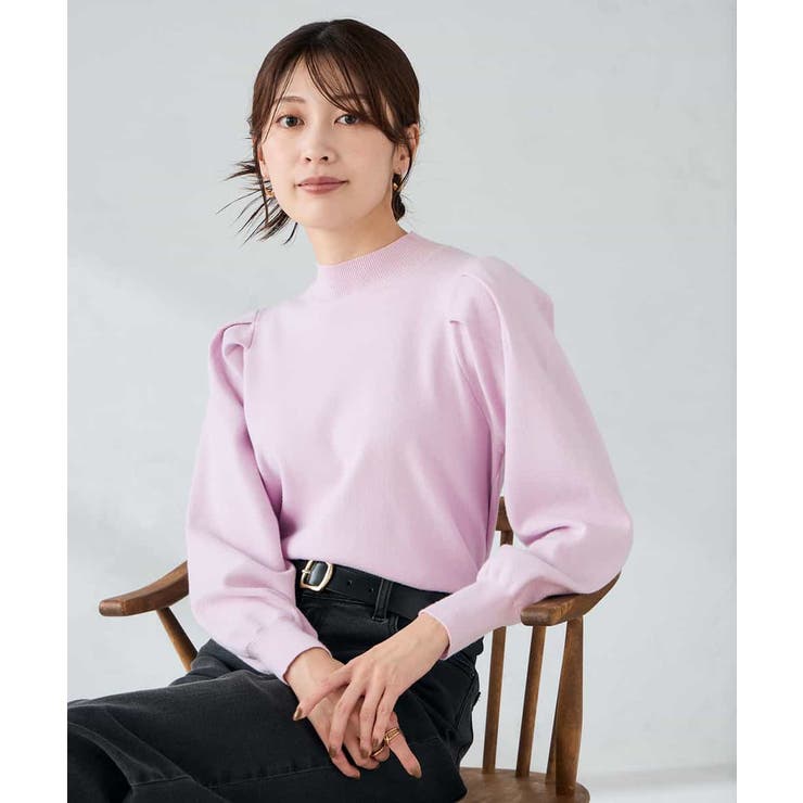 ピンク | プチハイネックショルダータックニット | a.v.v【WOMEN】