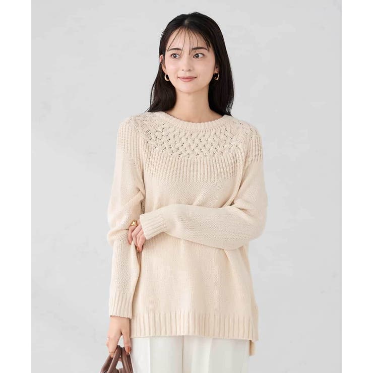 アイボリー | ケーブル求心風ニット | a.v.v【WOMEN】