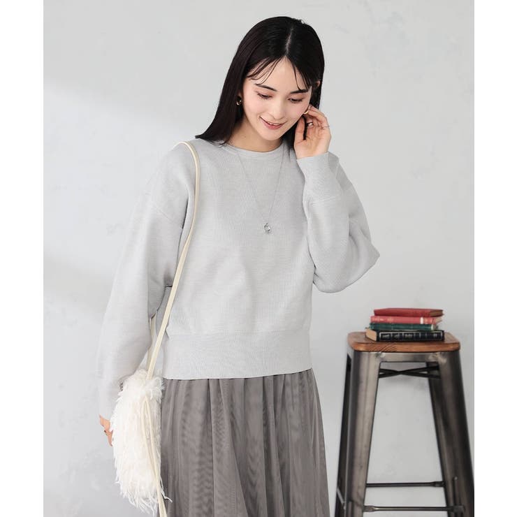 ライトグレー | クロップドスウェットライクニット | a.v.v【WOMEN】