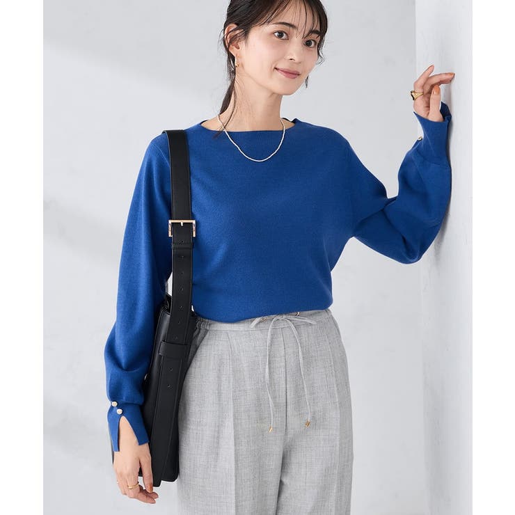 【WEB限定】ゴールドボタンボートネックニット | a.v.v【WOMEN】 | 詳細画像1 