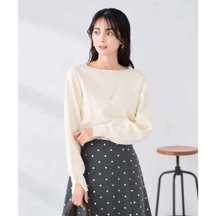 【WEB限定】ゴールドボタンボートネックニット | a.v.v【WOMEN】 | 詳細画像24 