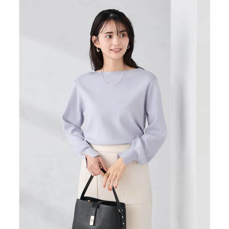 ラベンダー | 【WEB限定】ゴールドボタンボートネックニット | a.v.v【WOMEN】